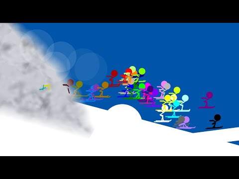 marble race - Escape an Avalanche - Algodoo sTICKMAN - marble race Survival Race in Algodoo