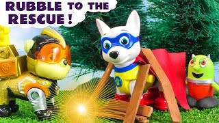Rubble to the Rescue helping Apollo the TV Super-Pup