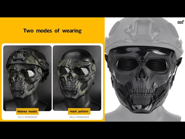 Vídeo relacionado con WISEONUS Airsoft Táctico Skull Messenger Masks Equipo de protección Máscara Facial Completa para Caza de Halloween Paintball CS Wargame (Negro)