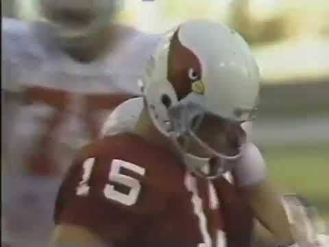 49ers DE Danny Stubbs gets a Sack on Cards QB Neil Lomax.