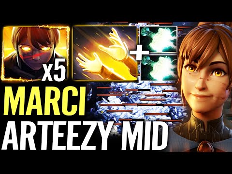 🔥 MARCI MID — Arteezy x5 TAP Max Electric Meta NEW HERO 100% Imba Dota 2 Pro Gameplay