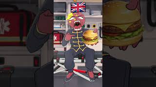Download lagu ONE BITE FROM 3 COUNTRIES 😂🍔🍣 #countryballs #countryhumans mp3