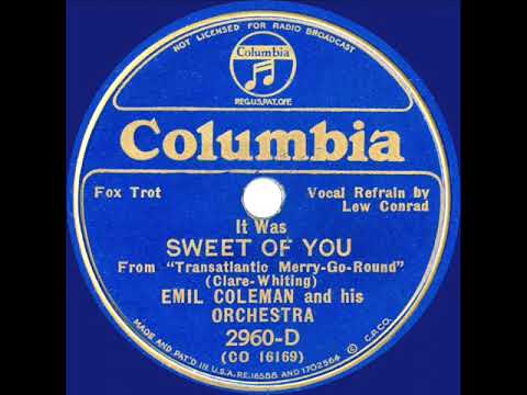 1934 Emil Coleman - It Was Sweet Of You (Lew Conrad, vocal)
