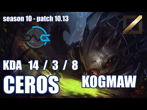 【韓国サーバー/D1】DFM CEROS コグマウ(Kog'maw) VS ヤスオ(Yasuo) MID - Patch10.13 KR Ranked【LoL】