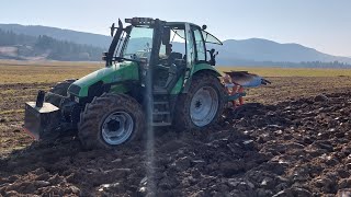 Deutz-Fahr Agrotron 90 + Kverneland E120 (oranje 2022)
