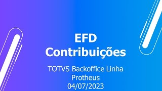 Espaço Legislação | EFD CONTRIBUIÇÕES | TOTVS Backoffice Linha Protheus