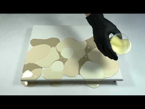 Gold and Pearl Colors Together — Dutch Pour with Gradient Base — Painting Process