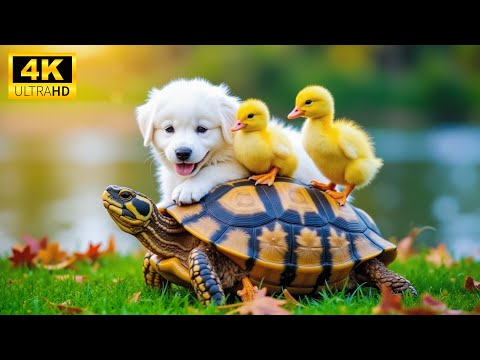 Serene World Of Baby Animals 4K | Peaceful Piano & Guitar Music For Relaxation, Relaxing Music