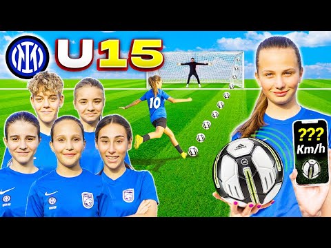 TESTIAMO IL TIRO più FORTE delle RAGAZZE dell' INTER academy FEMMINILE !   meglio dei maschi 😱 ?