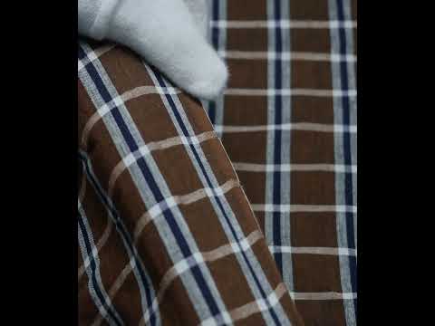 Check Brown Pure Cotton 102 GSM Handwoven Fabric — video