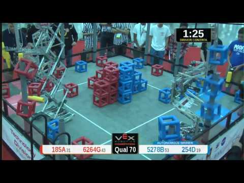 2015 VRC Tech Q70 - 185A 6264G vs 5278B 254D - 74 to 64 - VEX Worlds 2015 - Technology Division