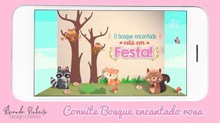 Vídeo de Convite Animado Bosque encantado rosa