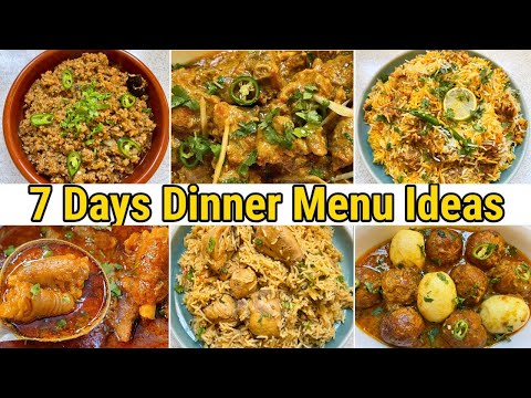 7 Days Dinner Menu Ideas 2025 | Weekly Menu For Dinner Pakistani Dishes