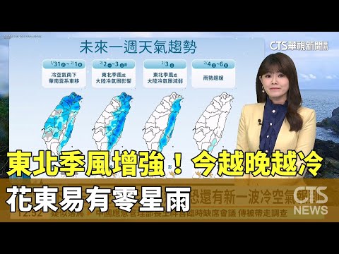 東北季風增強！今越晚越冷　花東易有零星雨