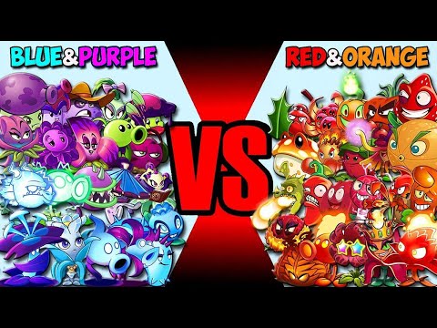 Team BLUE & PURPLE vs RED & ORANGE Plants - Who Will Win? - PVz2 Team Plant Battlez
