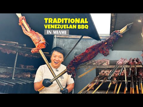 🔥🍖 EPIC Traditional MONSTER SIZED Venezuelan BBQ Cooked with "Spears" | 24 Hour Miami Food Tour