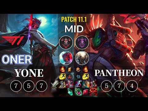 T1 Oner Yone vs Pantheon Mid - KR Patch 11.1