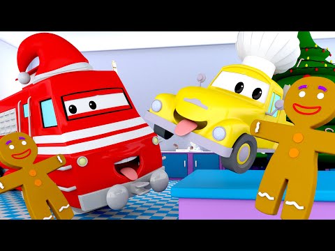 Troy der Zug -  Weihnachten - Klein Steve die Dampfwalze backt Lebkuchen - Cartoons für Kinder 🚓 🚒