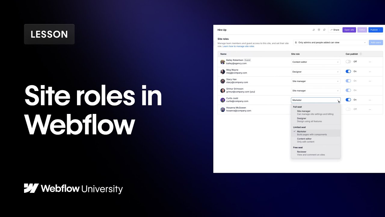 Site roles in Webflow – Webflow tutorial