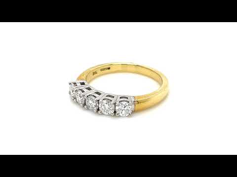 18k Yellow Gold 5 Stone Diamond Eternity Ring 0.80ct in G/SI Quality