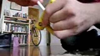 Opening a Krytponite New York Disc Lock using a Bic ballpoint pen