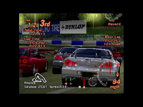 Gran Turismo 2 042 One Make Skyline R34 @Rome Night REPLAY