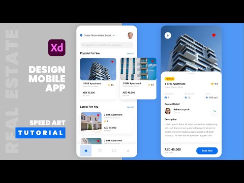 Real Estate App UI Design in Adobe XD Tutorial Speed Art