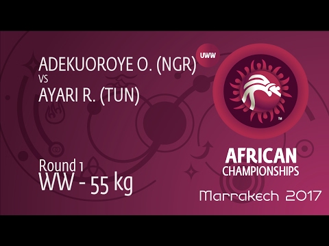 Round 1 WW - 55 kg: O. ADEKUOROYE (NGR) df. R. AYARI (TUN) by TF, 10-0