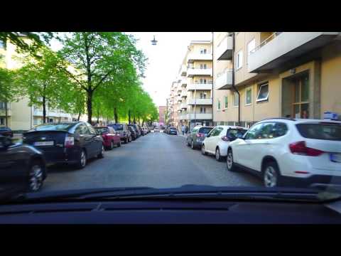 Sweden, Stockholm, driving from bus stop Rindögatan to Stadion subway station