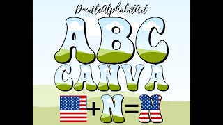 Tutorial Canva Frame Retro Groovy Doodle Alphabet, Letters, Numbers, Editable Canva Template