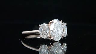 3.20ct Natural Oval Cut 3 Stone Diamond Engagement Ring - GIA Certified