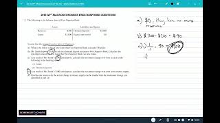 AP Macroeconomics FRQ - Unit 4 - Bank Balance Sheet