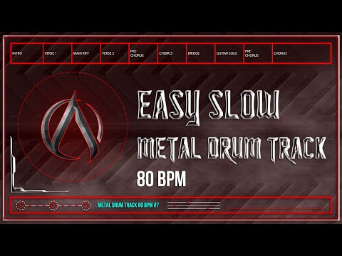 Easy Slow Metal Drum Track 80 BPM (HQ,HD)