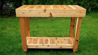 DIY Rolling Grill Cart - Outdoor Cedar Prep Table Build