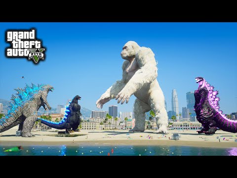 Godzilla, Shin Godzill, Heisei Godzilla Vs Giant George - Rampage ( GTA V Mods )