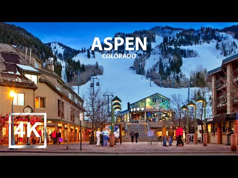 |4K| Aspen, Colorado - Night Walking Tour - Most Expensive Ski Resort - HDR - USA - 2023