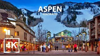 |4K| Aspen, Colorado - Night Walking Tour - Most Expensive Ski Resort - HDR - USA - 2023