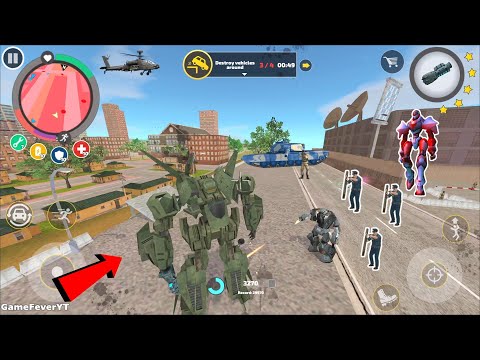 Rope Hero: Vice Town (Jet Airplane Fight Police Robot) Car Surround Airplane - Android Gameplay HD