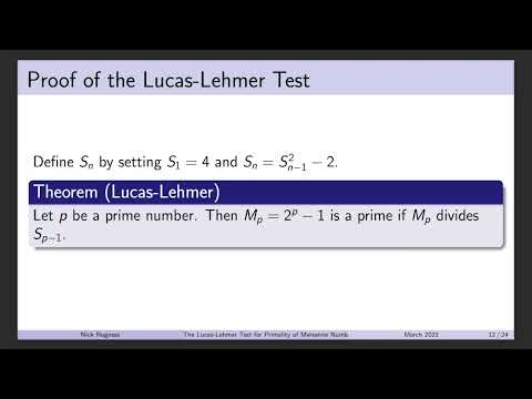 The Lucas-Lehmer Test for Primality of Mersenne Numbers