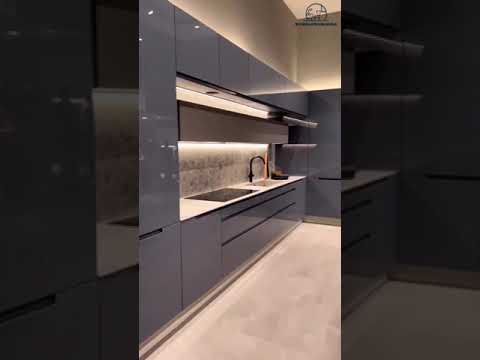 2MM Mirror Finish Dark Grey Acrylic Kitchen | Modular Kitchen | #shorts #reels #youtubeshorts