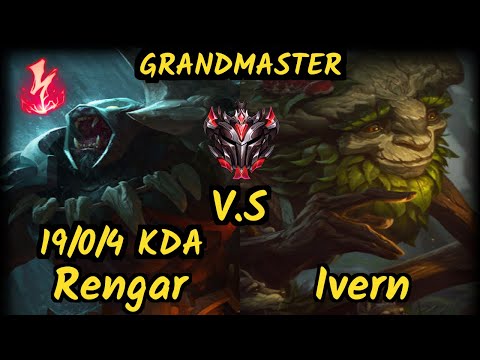 Pride (RENGAR) vs IVERN - 19/0/4 KDA JUNGLE GAMEPLAY - EUW Ranked GRANDMASTER
