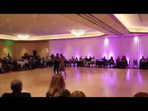  Johana Copes  and  Leonardo Sardella  are  dancing  to  the  tango  "  Chique  "  by  Osvaldo Pugliese