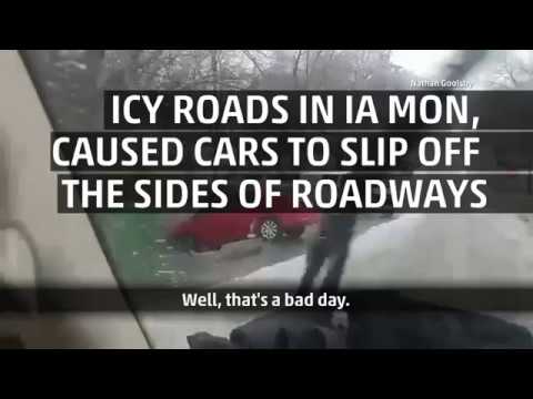 Man Narrates Scene on Icy IA Road