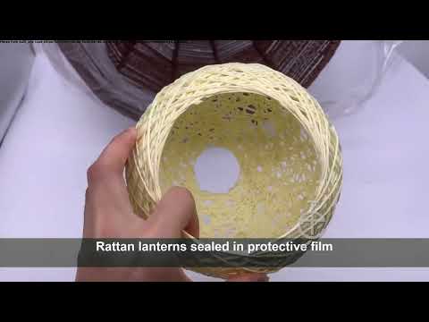 Bulk-ready rattan pendant light packaging at our lighting factory