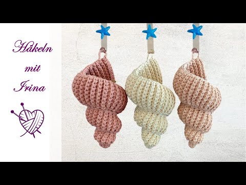 Muschel Deko Körbchen Utensilo häkeln Basket Shell crochet