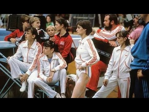 Romanian Team ( Dumitrita Turner, Cristina Grigoras, Melita Ruhn, etc) training on vault- 1980 OG