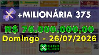 Resultado da +Milionária 375, Domingo, 26/07/2026