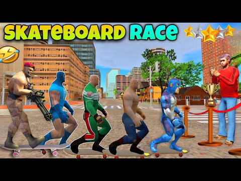 Skateboard Race With All Rope Heroes And Villain In Vice Town | Rope Hero Vice Town 