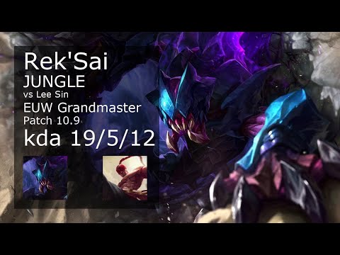 Rek'Sai vs Lee Sin Jungle - EUW Grandmaster 19/5/12 Patch 10.9 Gameplay