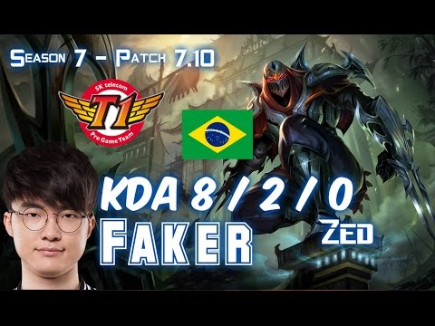SKT T1 Faker ZED vs AHRI Mid - Patch 7.10 BR Ranked